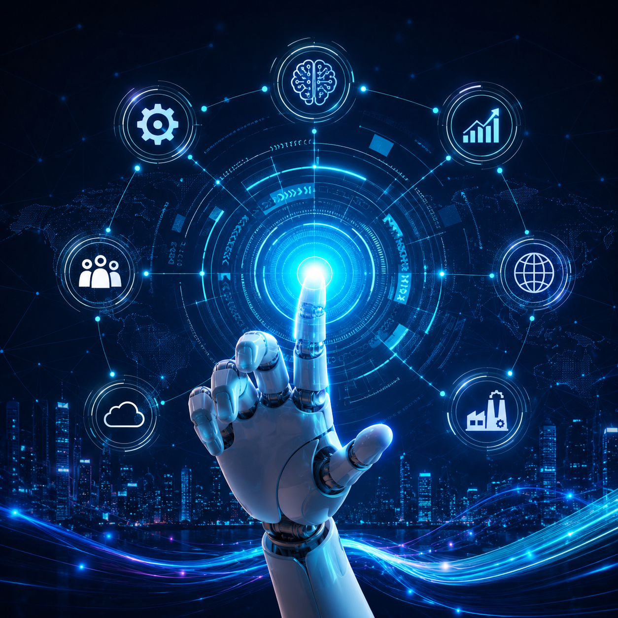 AI and operations analytics dashboard visualizing data intelligence