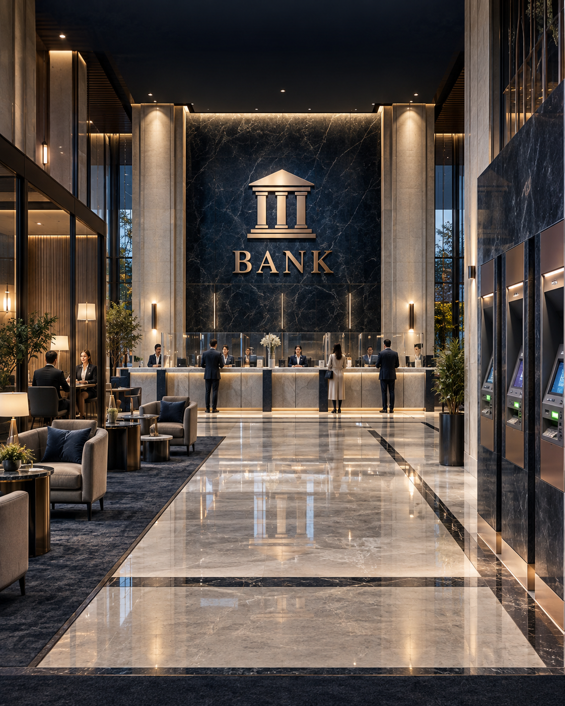 Modern bank building